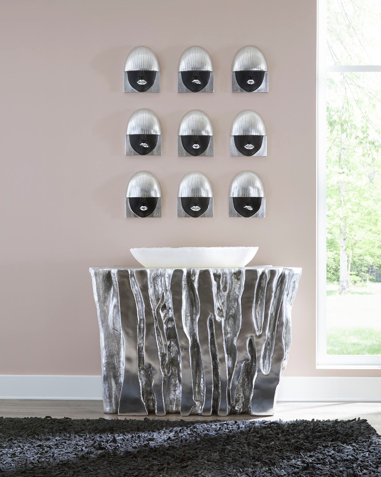 Freeform Console Table, Silver Leaf
