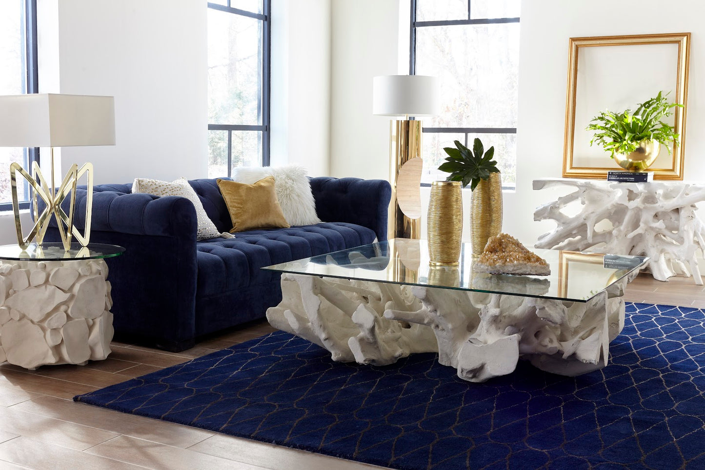 Beau Cast Root Console Table, Gel Coat White
