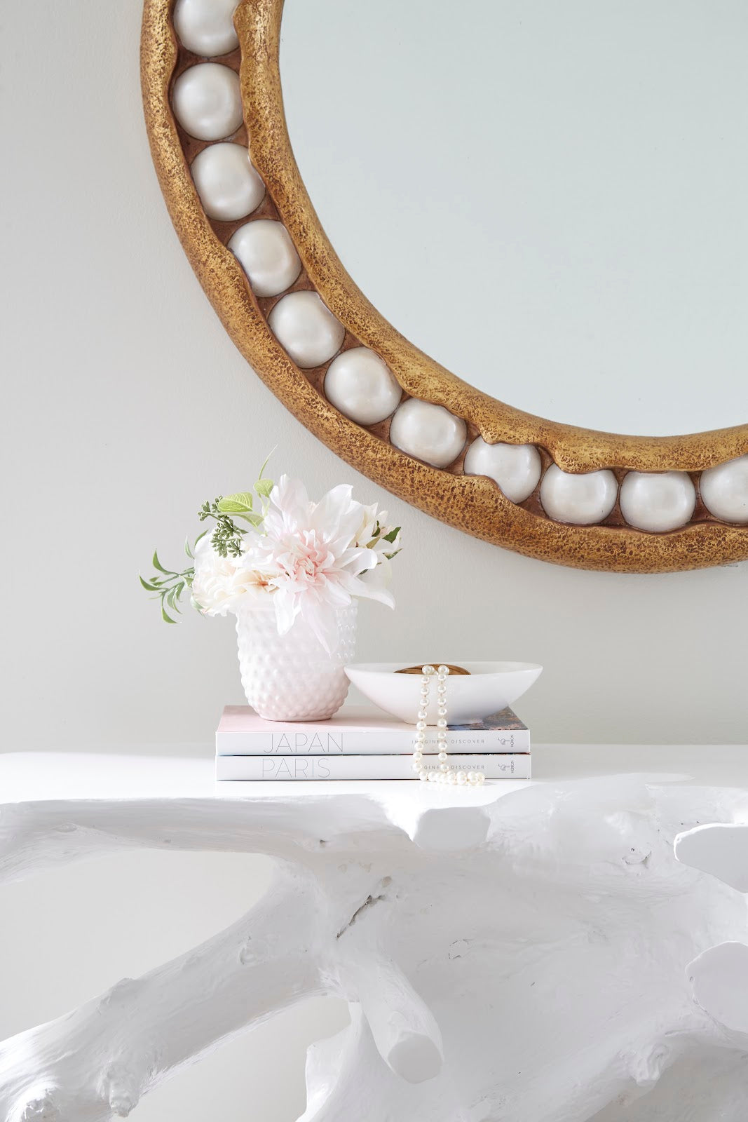Beau Cast Root Console Table, Gel Coat White