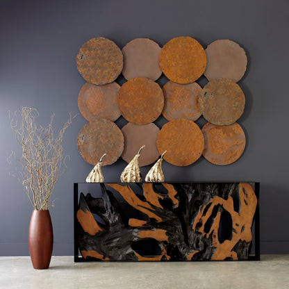 Cast Root Metal Framed Console Table, Resin, Brown