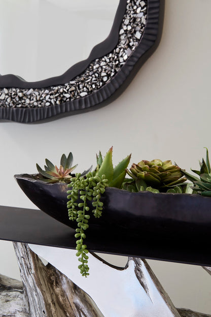 Cast Root Metal Framed Console Table, Resin, Silver Leaf, LG