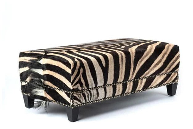 Rectangle Zebra Hide Ottoman
