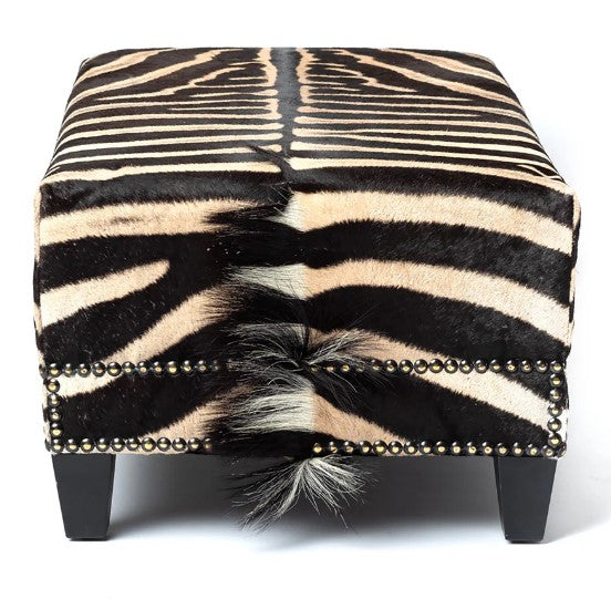 Rectangle Zebra Hide Ottoman