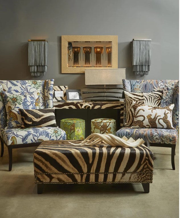 Rectangle Zebra Hide Ottoman