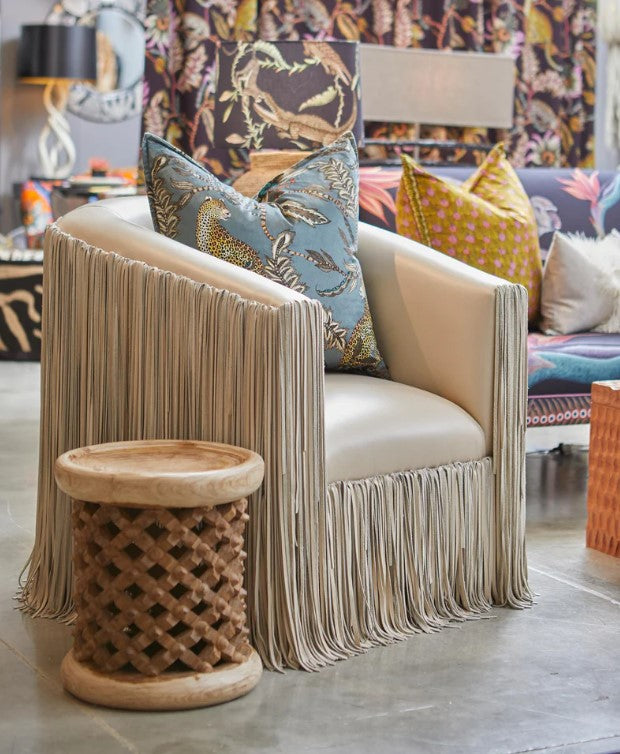 Shaggy Leather Swivel Chair