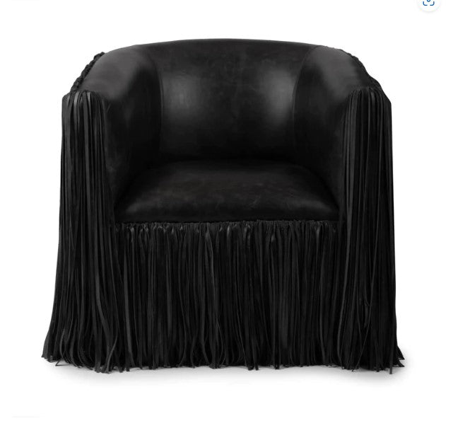 Shaggy Leather Swivel Chair