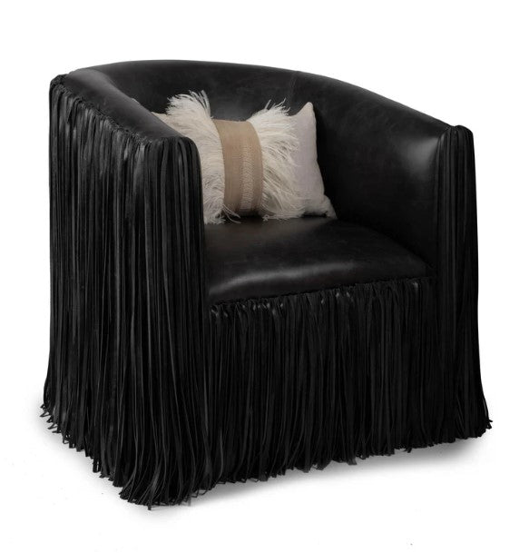 Shaggy Leather Swivel Chair