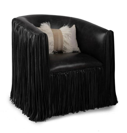 Shaggy Leather Swivel Chair