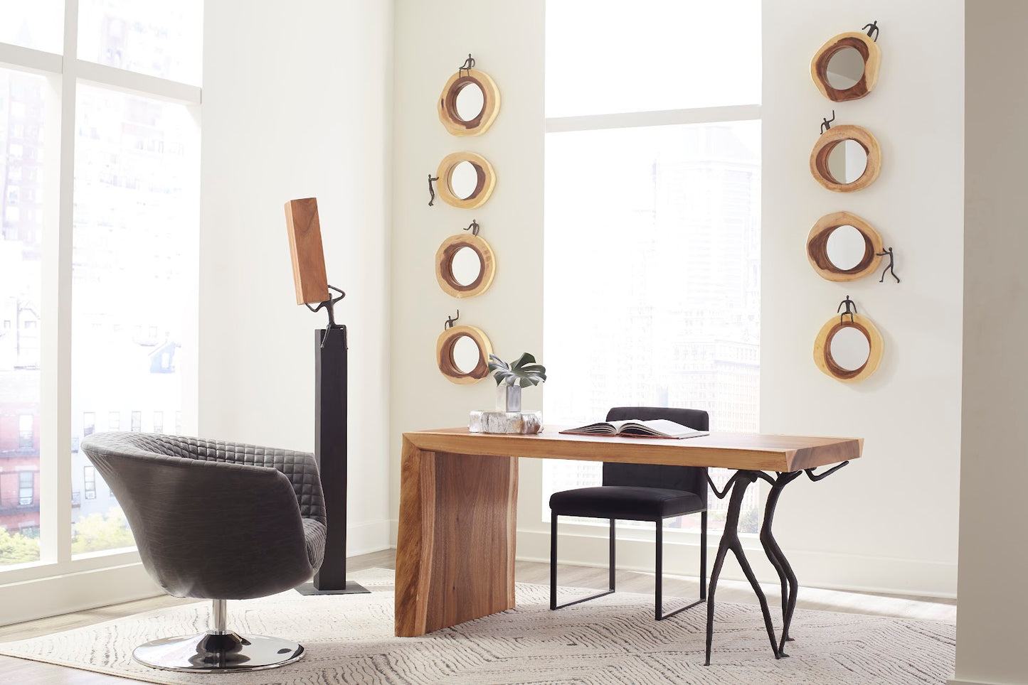 Atlas Cross Cut Mirror, Small, Half Man, Left