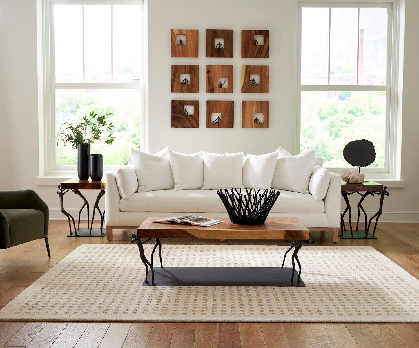 Atlas Coffee Table, Chamcha Wood, Natural, Metal