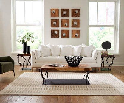 Atlas Coffee Table, Chamcha Wood, Natural, Metal