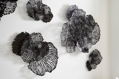 Flower Wall Art, Small, Black, Metal