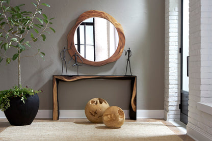 Framed Waterfall Console Table, Natural, Iron
