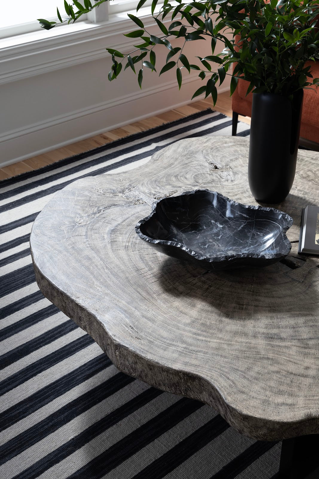 Floating Coffee Table with Black Legs, Gray Stone, Size Varies