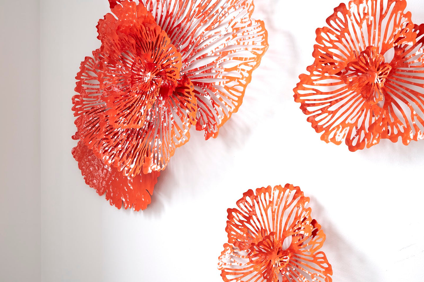 Flower Wall Art, Small, Coral, Metal