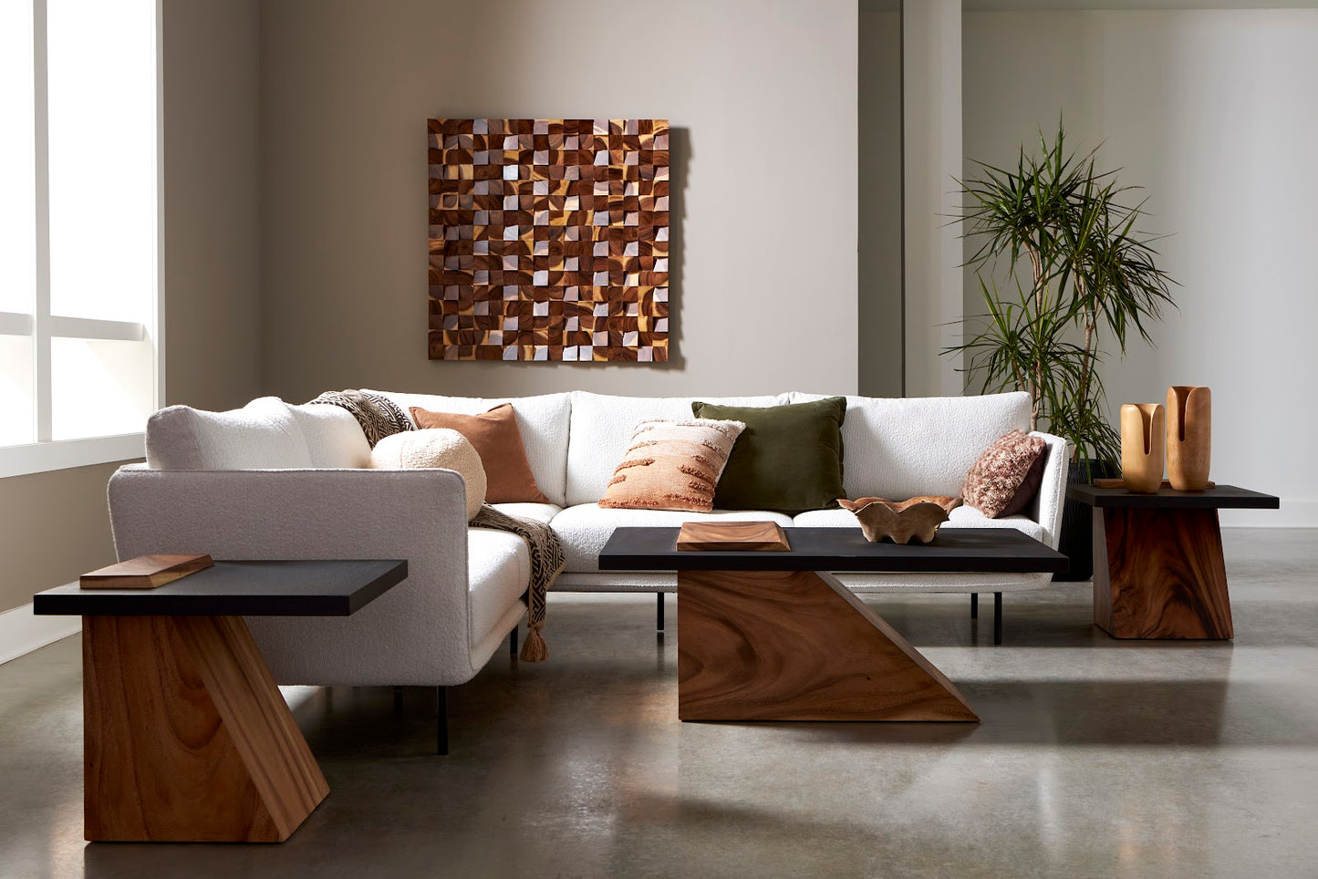 Blocks Wall Art, Chamcha Wood, Natural, LG