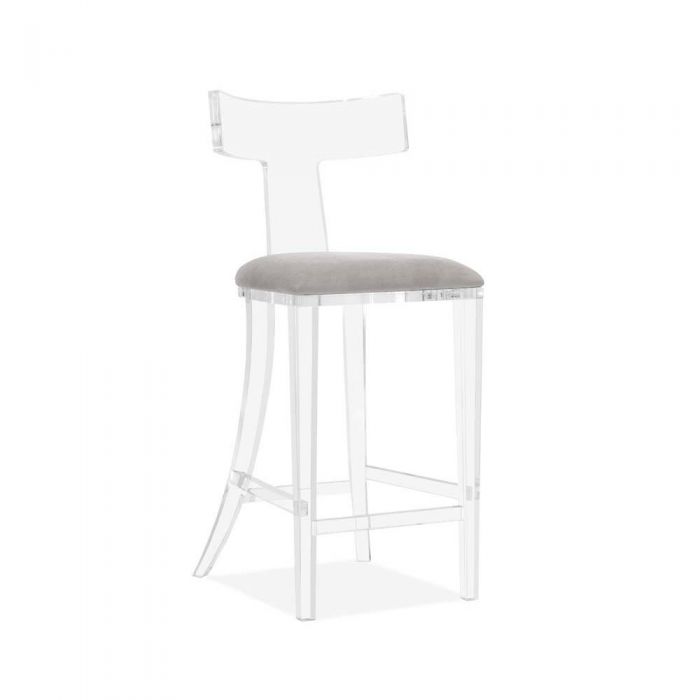TRISTAN KLISMOS BAR STOOL - GREY VELVET