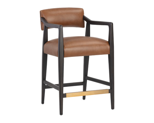 NAHLA KEAGAN COUNTER STOOL - SHALIMAR TOBACCO LEATHER