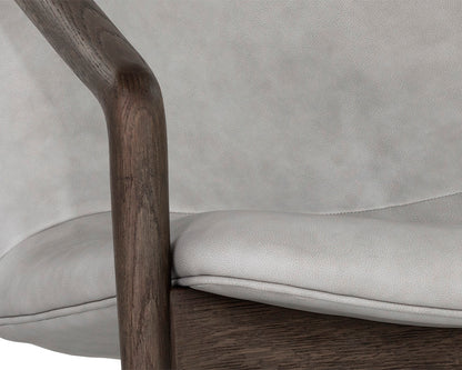 NAHLA CINELLI LOUNGE CHAIR - DISTRESSED BROWN - SALOON LIGHT GREY LEATHER