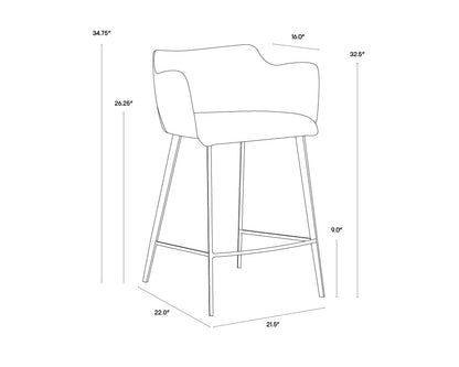 NAHLA GRIFFIN COUNTER STOOL - TOWN GREY / ROMAN GREY