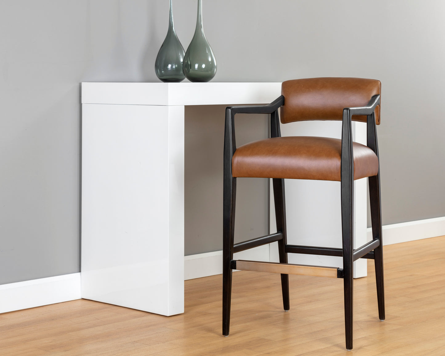 NAHLA KEAGAN BARSTOOL - SHALIMAR TOBACCO LEATHER