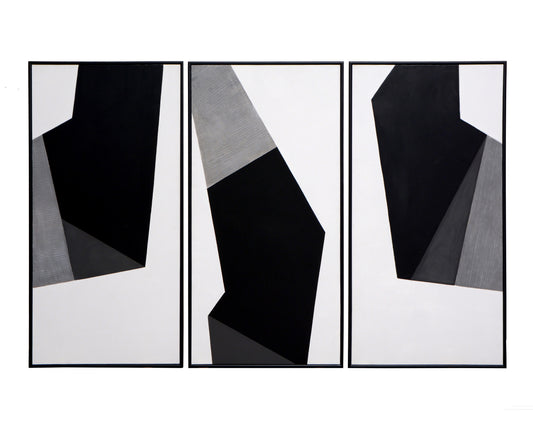NAHLA GEO FORMS (SET OF 3) - 30" X 60" - BLACK FLOATER FRAME