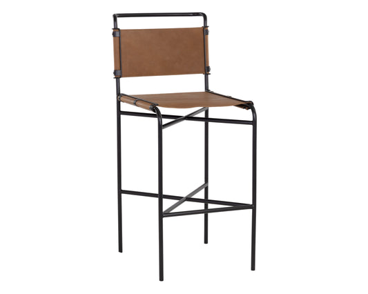 NAHLA CORRIGAN BARSTOOL - COGNAC LEATHER