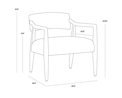 NAHLA KEAGAN LOUNGE CHAIR - SALOON LIGHT GREY LEATHER
