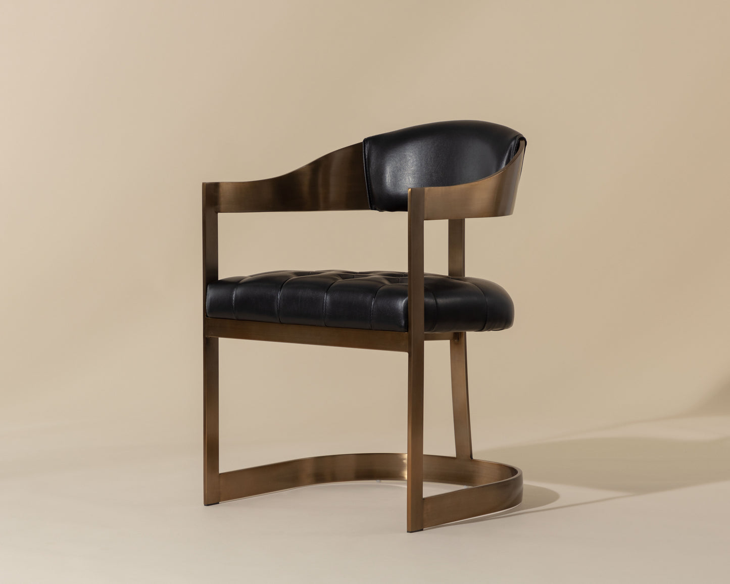 NAHLA BEAUMONT DINING ARMCHAIR - ANTIQUE BRASS - CANTINA BLACK