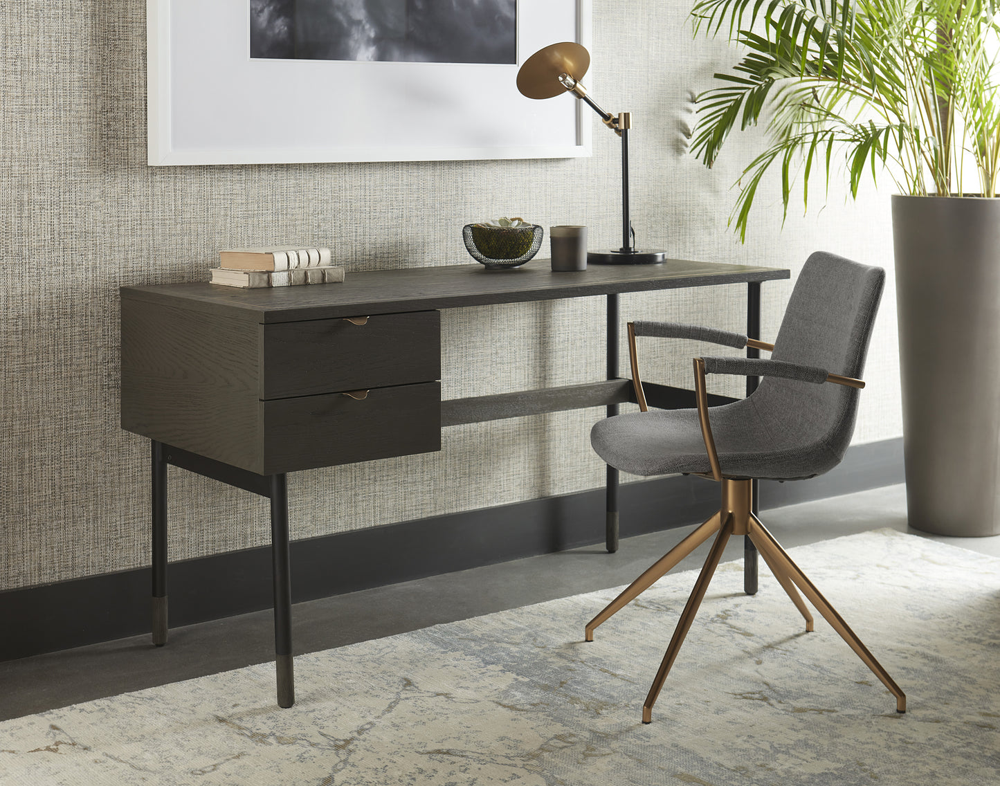 NAHLA ANDRES SWIVEL DINING ARMCHAIR - BELFAST HEATHER GREY