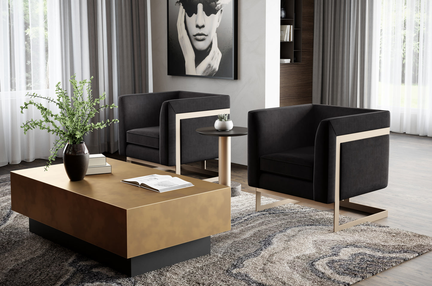 NAHLA BLAKELY COFFEE TABLE - ANTIQUE BRASS