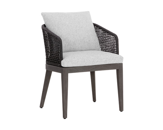 NAHLA CAPRI DINING ARMCHAIR - SMOKE GREY - COPACABANA MARBLE