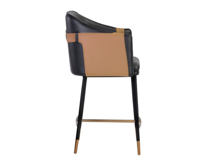 NAHLA CHRISTIAN COUNTER STOOL - NAPA BLACK / NAPA COGNAC