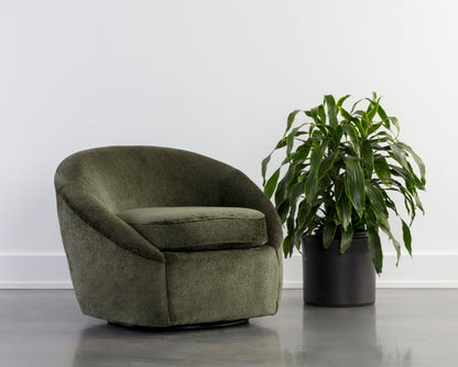 NAHLA BLISS SWIVEL LOUNGE CHAIR - BERGEN OLIVE