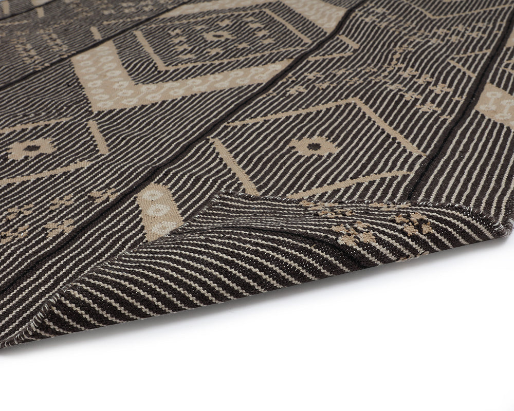 NAHLA ASANA HAND-WOVEN RUG - BLACK / TAN - 9' X 12'