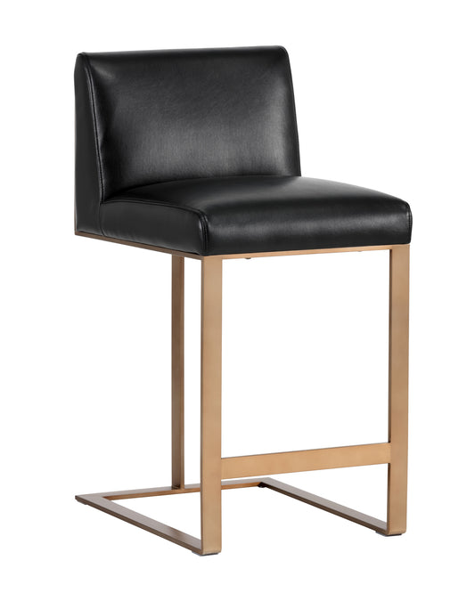 NAHLA DEAN COUNTER STOOL - ANTIQUE BRASS - CANTINA BLACK