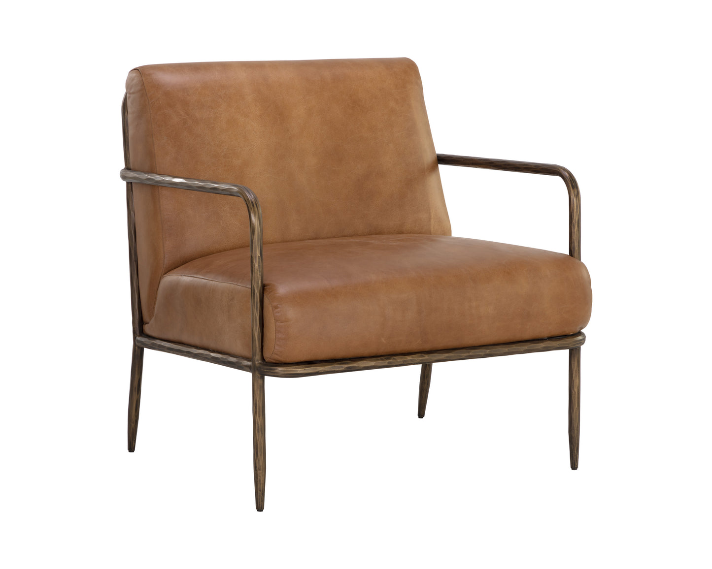 NAHLA LATHAN LOUNGE CHAIR - TAN LEATHER