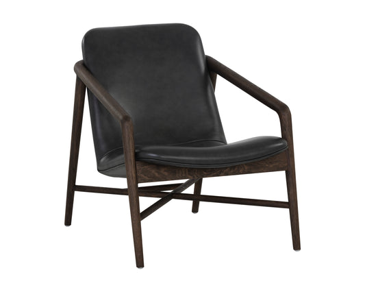 NAHLA CINELLI LOUNGE CHAIR - DISTRESSED BROWN - BRENTWOOD CHARCOAL LEATHER
