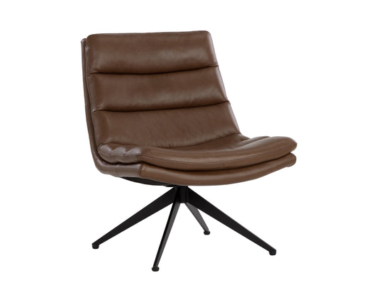 NAHLA KELLER SWIVEL LOUNGE CHAIR - MISSOURI MAHOGANY LEATHER