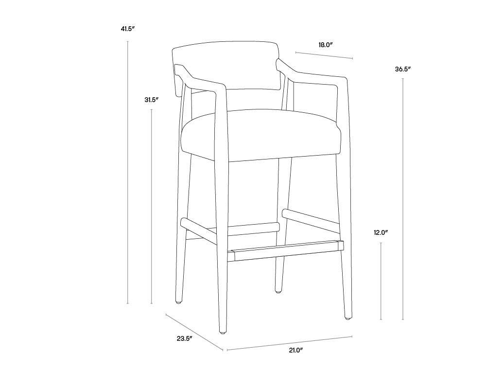 NAHLA KEAGAN BARSTOOL - SHALIMAR TOBACCO LEATHER