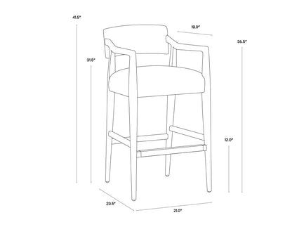 NAHLA KEAGAN BARSTOOL - SHALIMAR TOBACCO LEATHER
