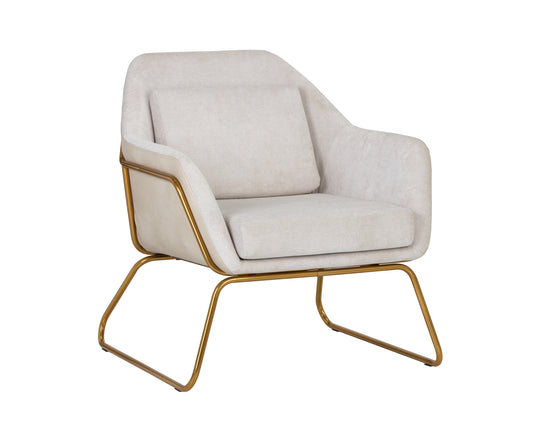 NAHLA WATTS LOUNGE CHAIR - GOLD - POLO CLUB MUSLIN / BRAVO CREAM