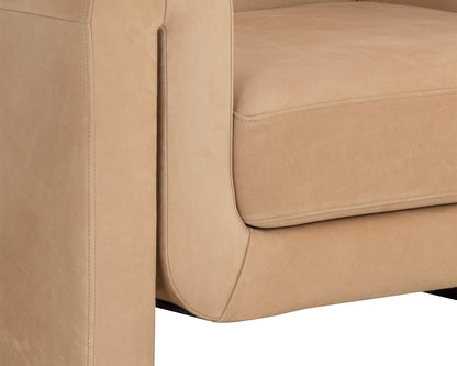 NAHLA ROMER ARMCHAIR - DISTRESSED BROWN - NUBUCK TAN LEATHER