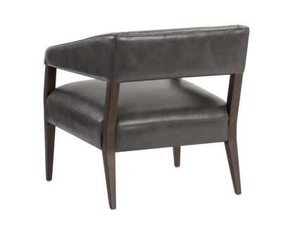 NAHLA CARLYLE LOUNGE CHAIR - BRENTWOOD CHARCOAL LEATHER