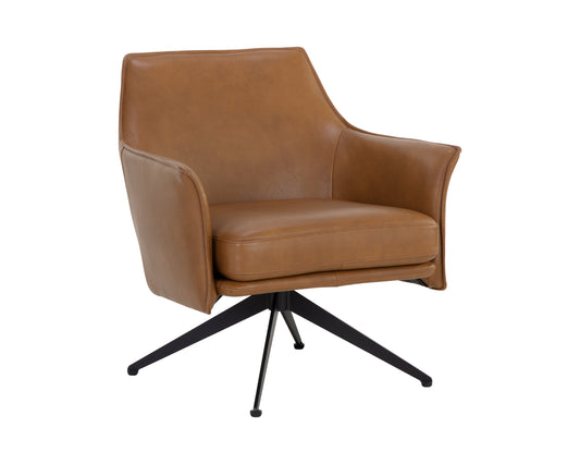 NAHLA CROSBY SWIVEL LOUNGE CHAIR - MISSOURI COGNAC LEATHER