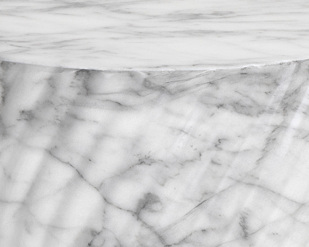 NAHLA CARA END TABLE - MARBLE LOOK - WHITE