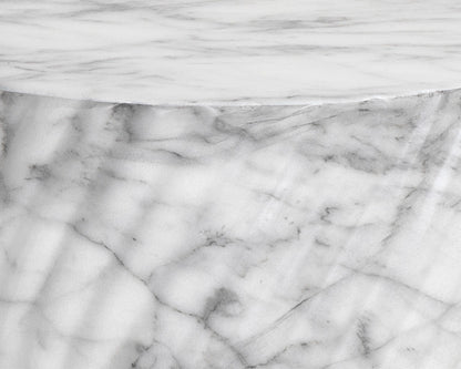 NAHLA CARA END TABLE - MARBLE LOOK - WHITE