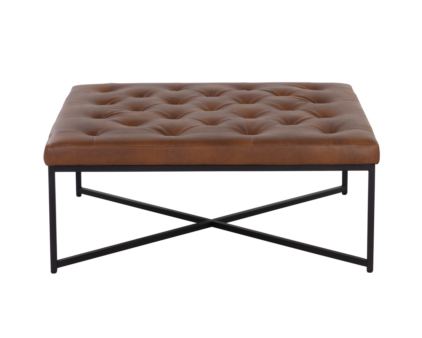 NAHLA ENDALL OTTOMAN - BLACK - BRAVO COGNAC
