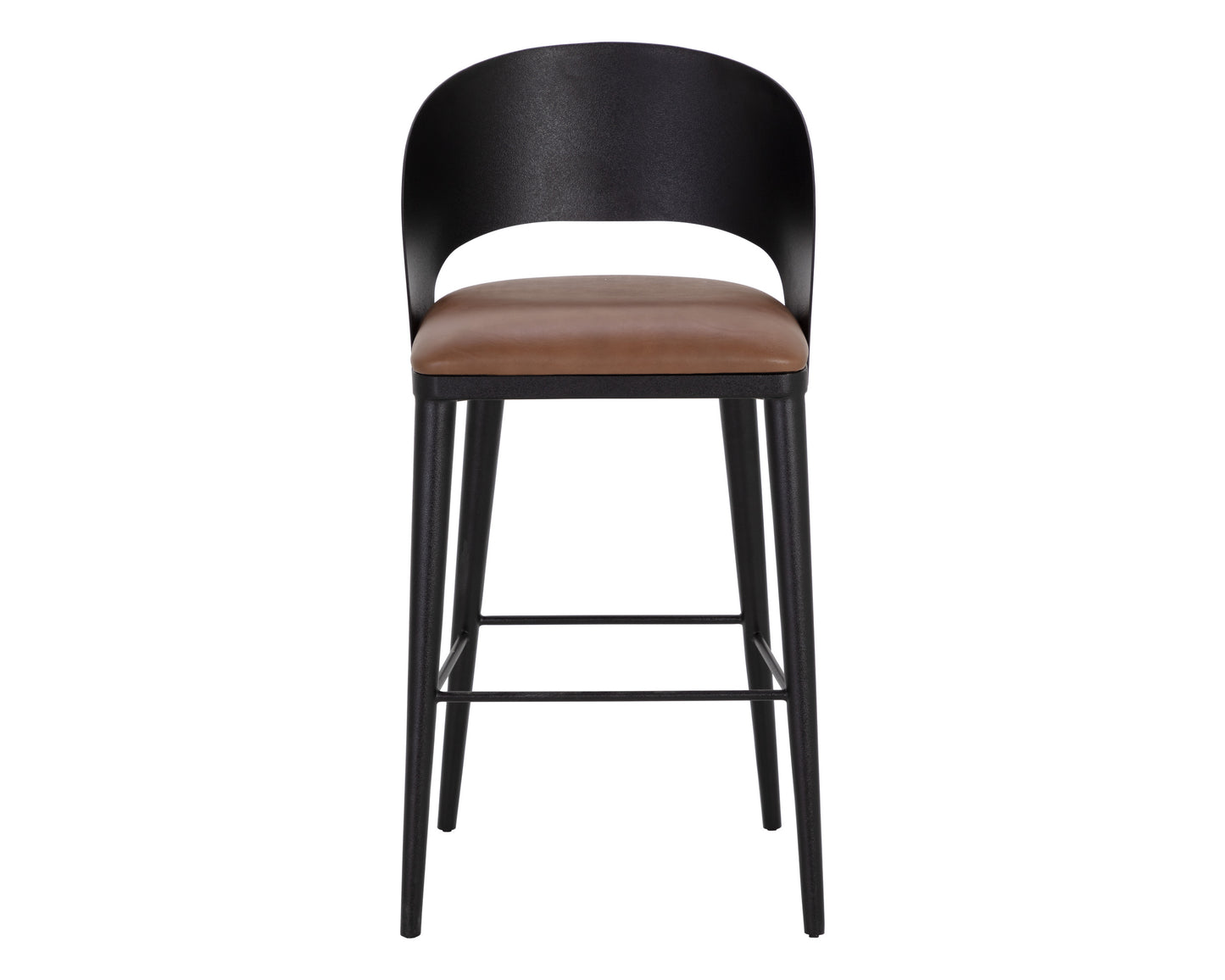 NAHLA DEZIRAE BARSTOOL - BLACK - COGNAC LEATHER