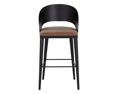 NAHLA DEZIRAE BARSTOOL - BLACK - COGNAC LEATHER